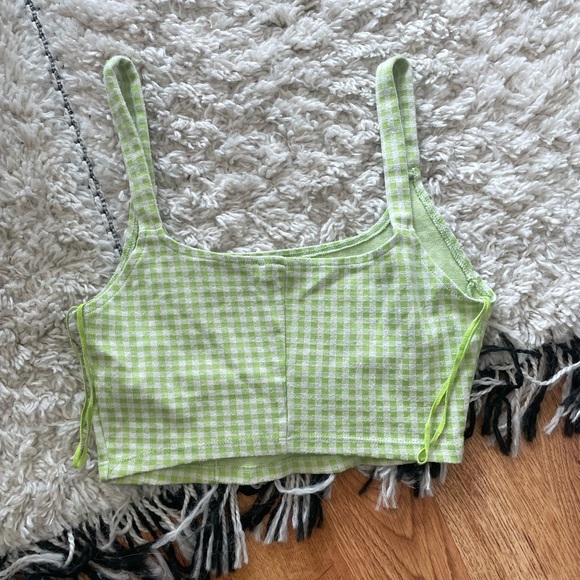 Zara green gingham crop top S - Picture 2 of 2